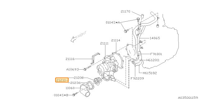 Subaru OEM Engine Coolant Thermostat Kit | 21210AA030