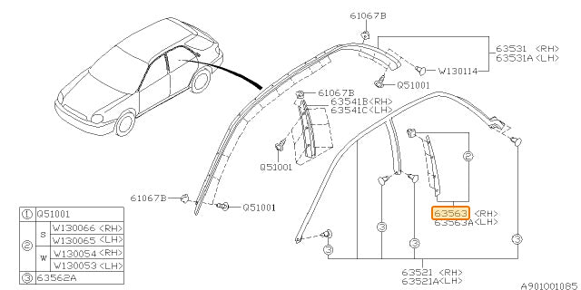 Subaru OEM Exterior B-Pillar Trim - Right (02-07 WRX Sedan) | 63563FE020