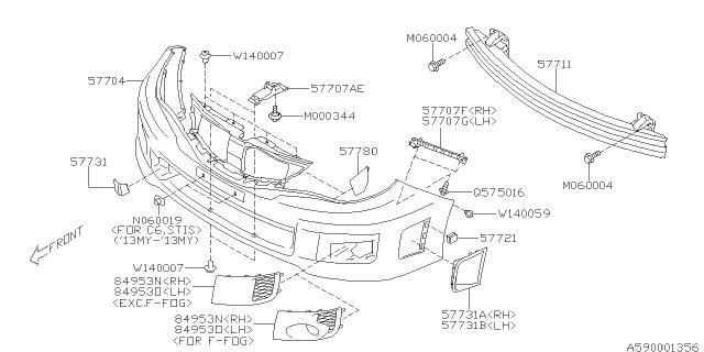 Subaru OEM Front Bumper Bracket - Right 11-14 WRX / STI | 57707FG122