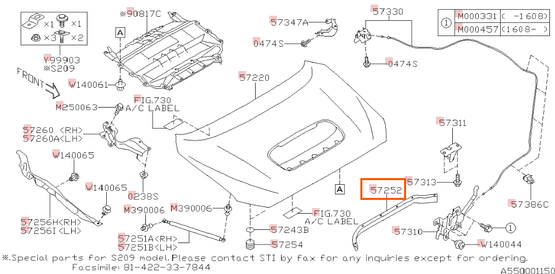 Subaru OEM Front Hood Seal Subaru WRX / STI 2015-2021 | 57252VA000