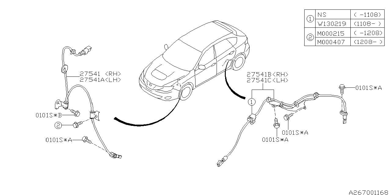 Subaru OEM Front Left ABS Wheel Speed Sensor Subaru WRX 2008-2014 | 27540AG111