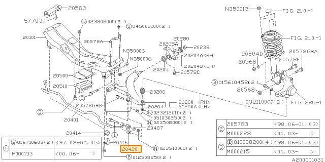 Subaru OEM Front Sway Bar Endlink (02-07 WRX, 99-05 Legacy) | 20420AA004