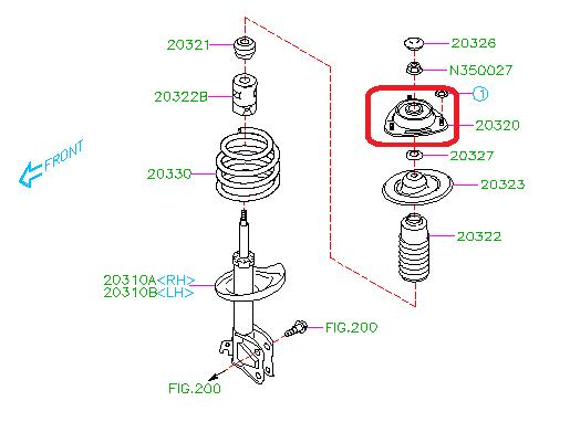 Subaru OEM Front Top Strut Mount Subaru STI 2008-2021 | 20320FG013