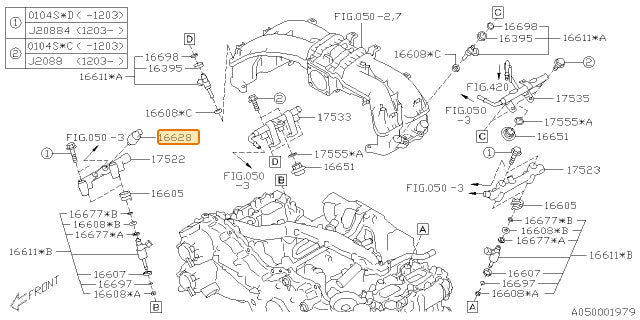 Subaru OEM Fuel Pressure Sensor | 16628AA030