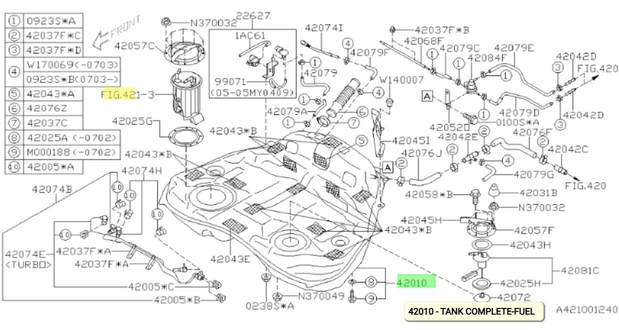 Subaru OEM Fuel Tank (05-09 Legacy GT) | 42012AG02B