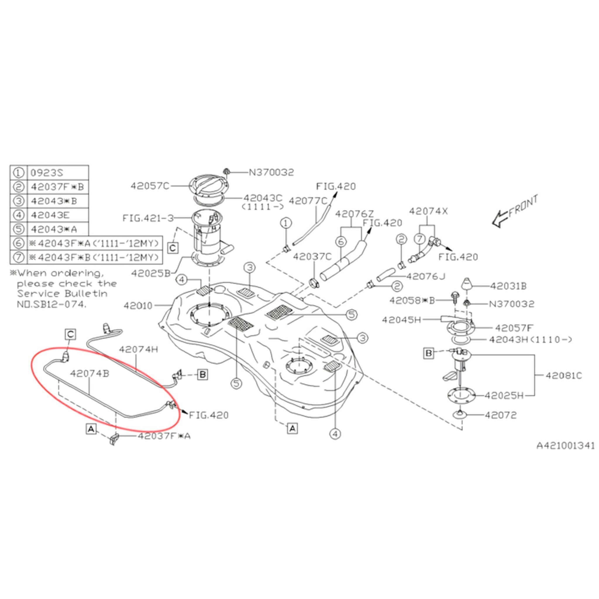 Subaru OEM Fuel Tank Vent Line 2015-2021 Crosstrek, Forester, Impreza, WRX | 42074SG012