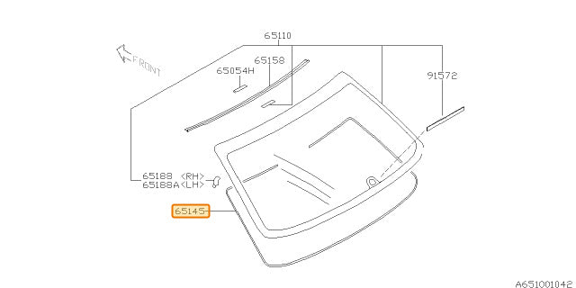 Subaru OEM Glass Seal Dam Rubber - Rear Back Impreza / WRX 2002-2007 / STI 2004-2007 | 65145FE000