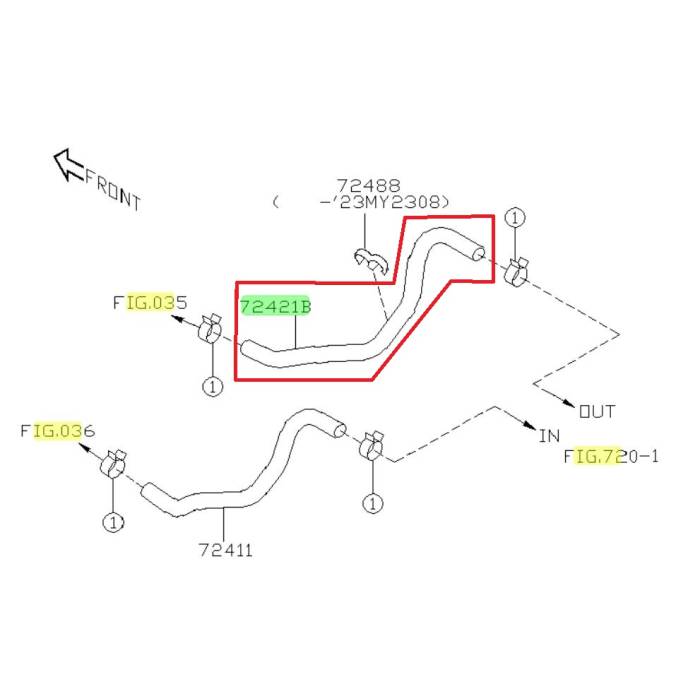 Subaru OEM Heater Hose Outlet WRX 2023-2025 MT | 72421VC030