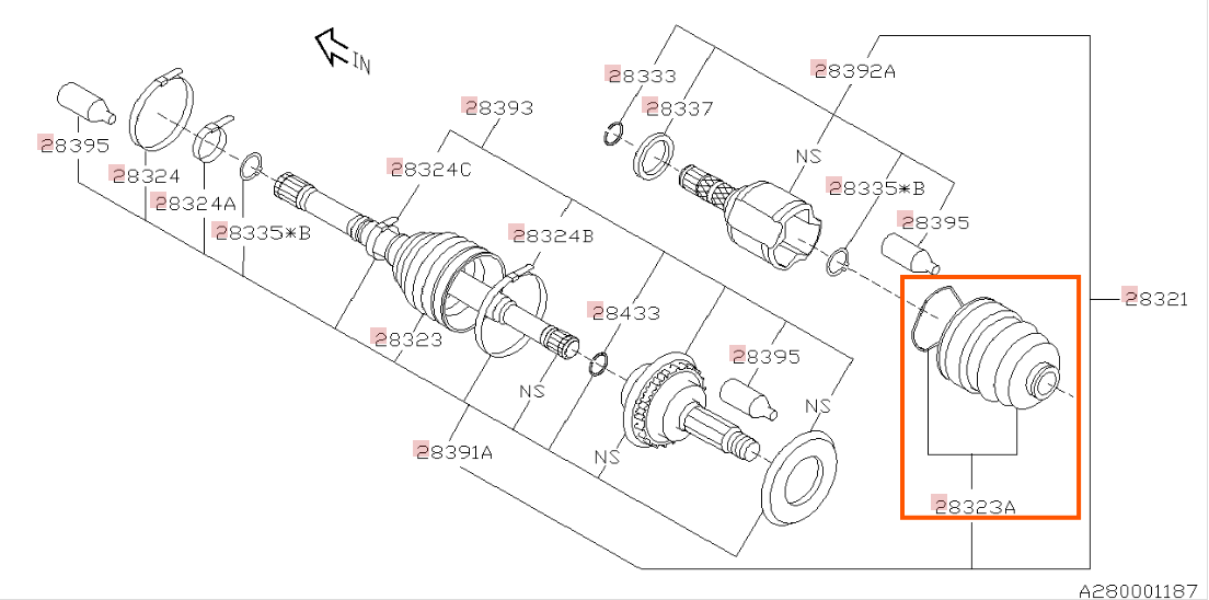 Subaru OEM Inner Axle Boot Subaru WRX / STI 2008-2010 | 28323SA020