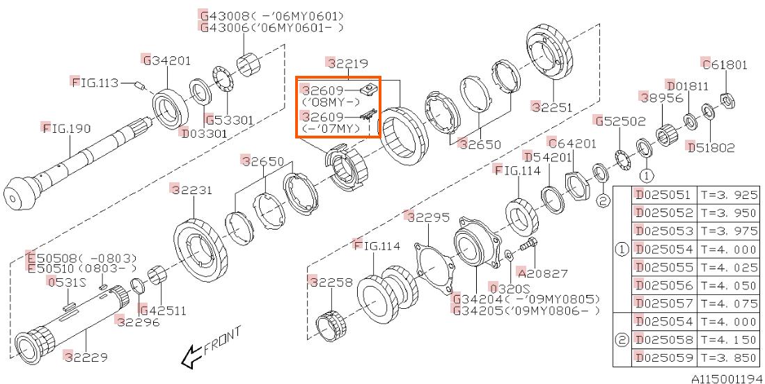 Subaru OEM Insert Shifting 1ST and 2ND Subaru WRX 2015-2021 / STI 2004-2021 | 32609AA062
