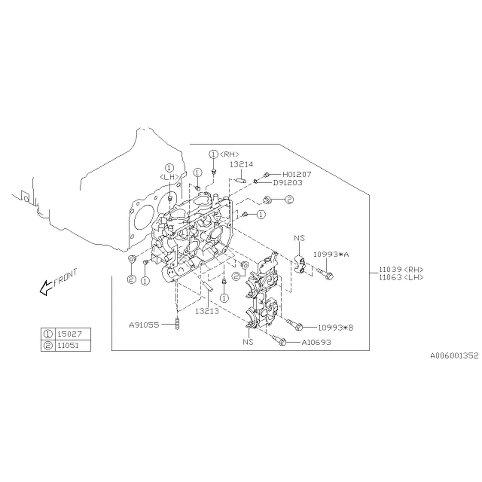 Subaru OEM Left Side Cylinder Head (Driver's Side) Subaru WRX 2015-2021 | 11063AB722