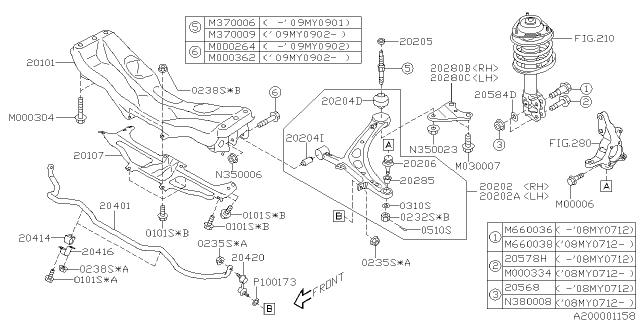 Subaru OEM Lower Control Arm - Front Left 08-10 STI | 20202FG031