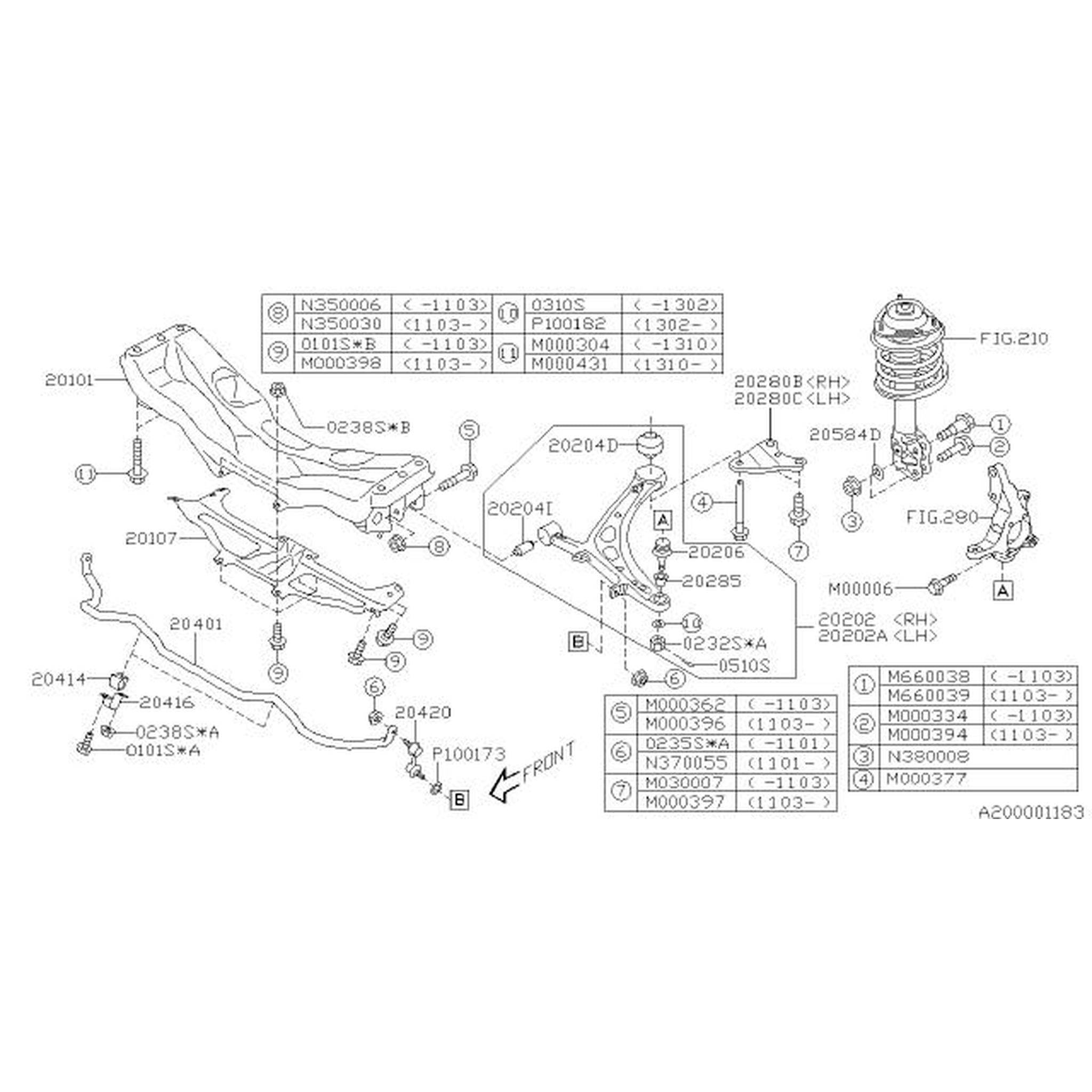 Subaru OEM Lower Control Arm - Front Left WRX / STI 2014-2014 | 20202FG052