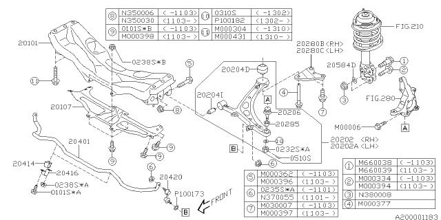 Subaru OEM Lower Control Arm - Front Right STI 2011-2014 | 20202FG042