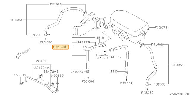 Subaru OEM PCV Valve Hose Forester / Impreza / Outback 2008-2010 / Legacy 2009 | 11815AC270