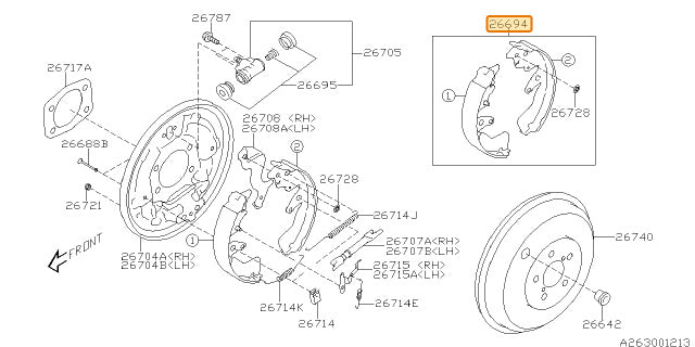 Subaru OEM Parking Brake Shoe Repair Kit | 26694FG010