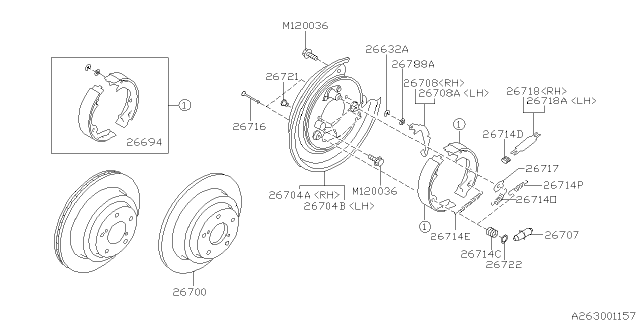 Subaru OEM Parking Brake Shoes 04-07 STI | 26298PA080