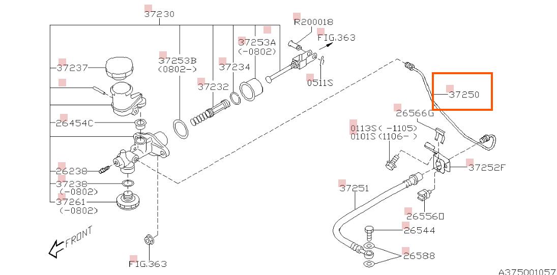 Subaru OEM Pipe Clutch Master Cylinder Subaru WRX 2008-2014 | 37250AG010