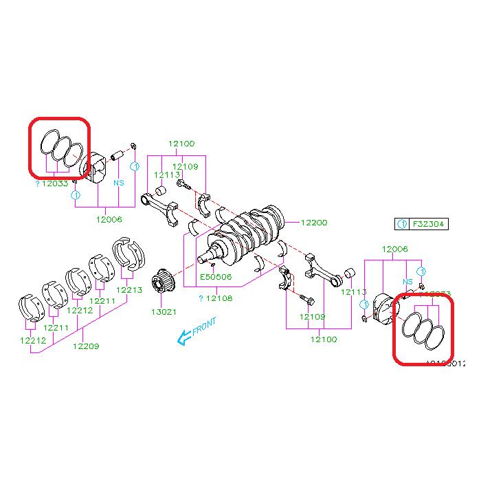 Subaru OEM Piston Ring Set (Type RA) 99.75mm Subaru STI 2008-2021 | 12033AD450