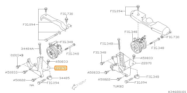 Subaru OEM Power Steering Pump Bracket Impreza / STI / WRX 2004-2007 | 22870AA120