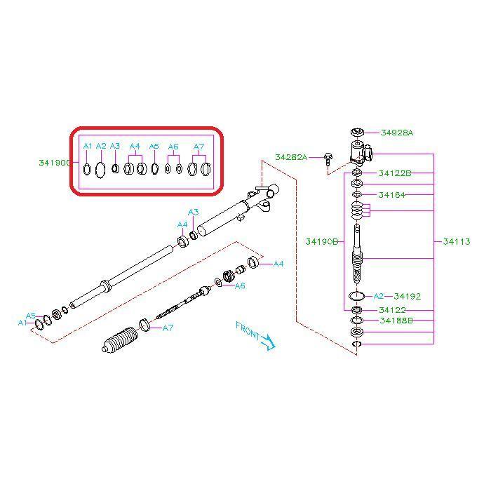 Subaru OEM Power Steering Rack Gasket Kit 11-21 WRX / STI | 34191FG030