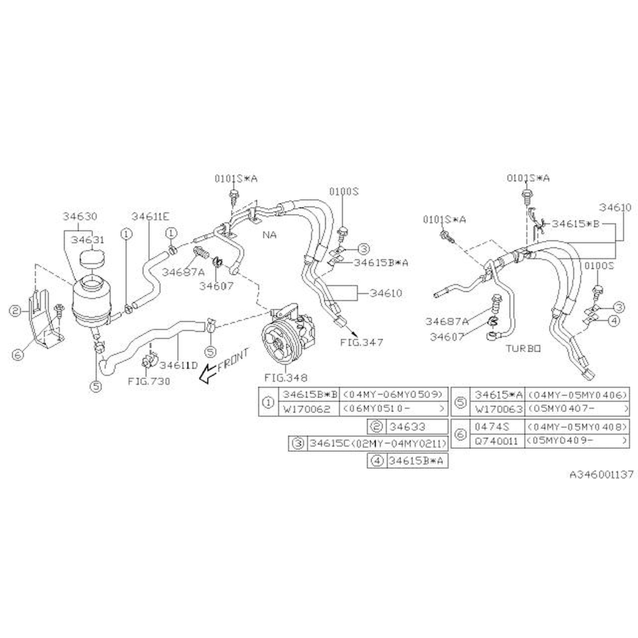 Subaru OEM Power Steering Return Hose WRX / STI 2002-2007 | 34611FE050