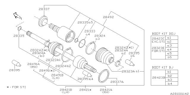 Subaru OEM Rear Axle (R87) 2004 STI | 28421FE232