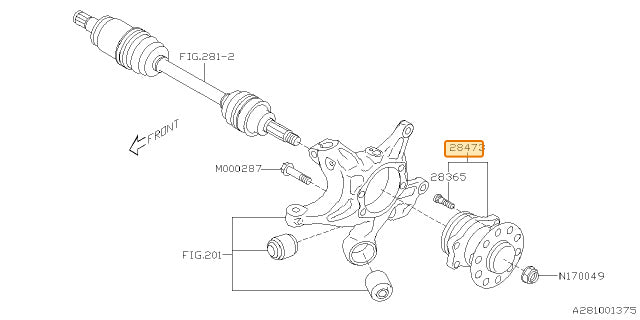 Subaru OEM Rear Bearing Hub Assembly Subaru BRZ 2017-2027 | 28473FL021