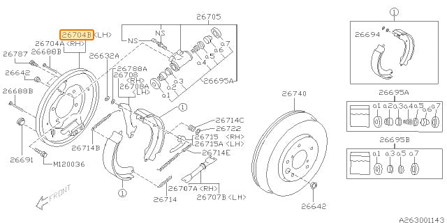 Subaru OEM Rear Brake Dust Shield - Left Hand | 26704AE050
