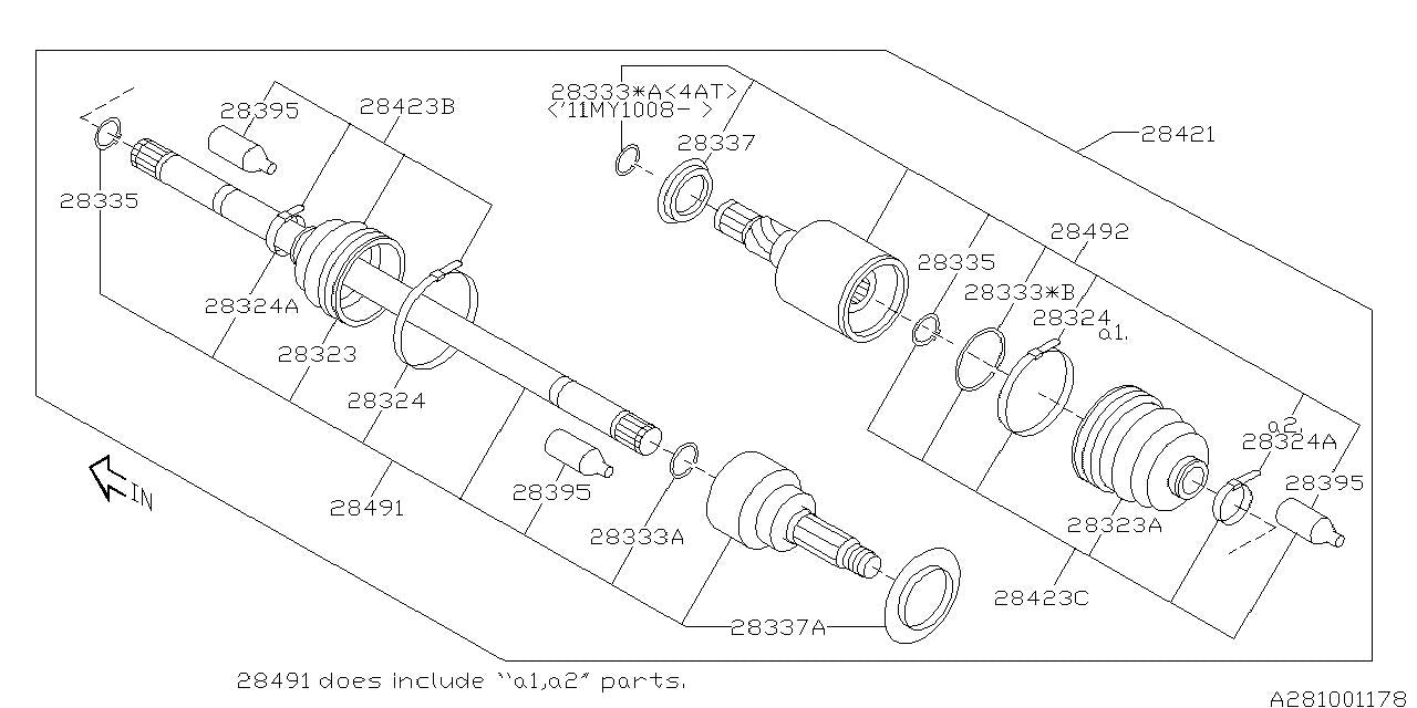 Subaru OEM Rear CV Joint and Boot Assembly Subaru WRX / STI 2008-2010 | 28491FG011