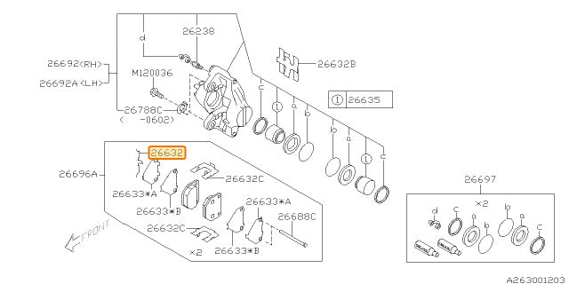 Subaru OEM Rear Disc Brake Pad Retaining Clip Impreza / STI / WRX 2006-2007 | 26632FA000