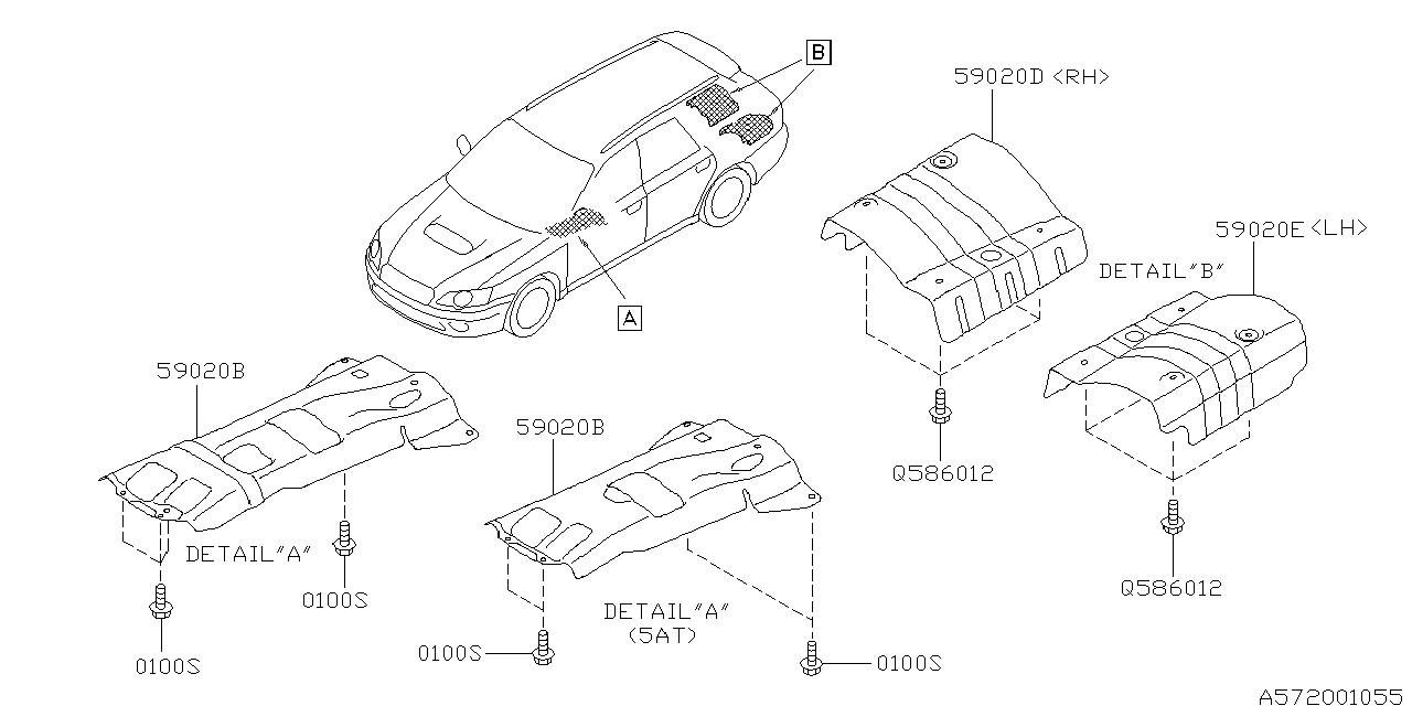Subaru OEM Rear Exhaust Heat Shielding - Left Hand | 59024AG080