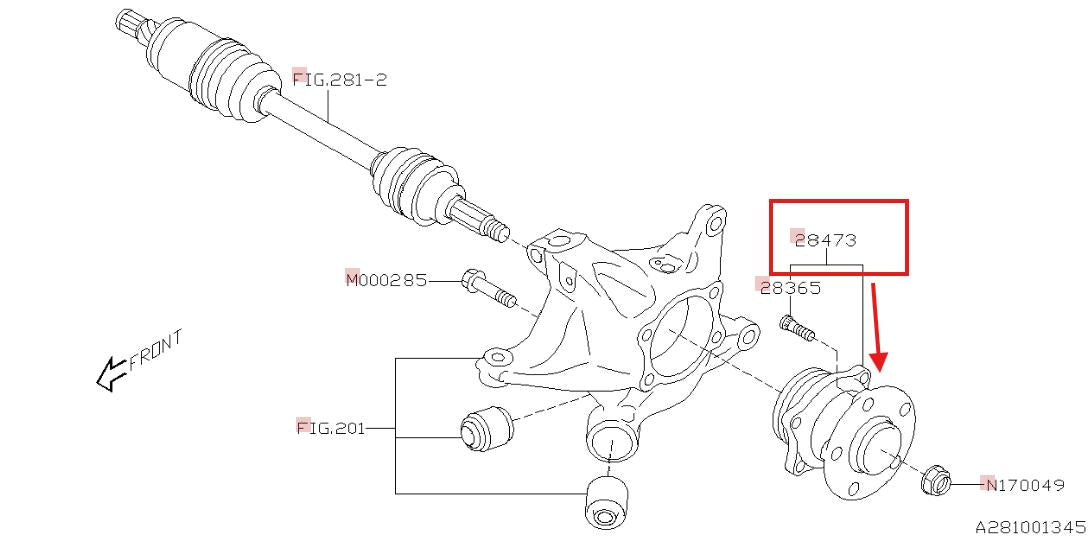 Subaru OEM Rear Hub & Bearing Assembly Subaru Ascent 23-26 / Crosstrek 24-26 / Legacy / Outback 23-25 | 28473XC00E
