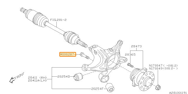 Subaru OEM Rear Hub Bolt | 901000287