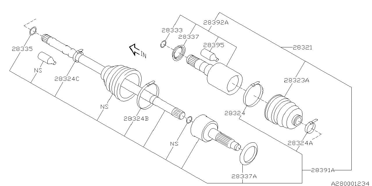 Subaru OEM Rear Shaft & Joint Assembly Subaru WRX 2008-2010 | 28491FG010