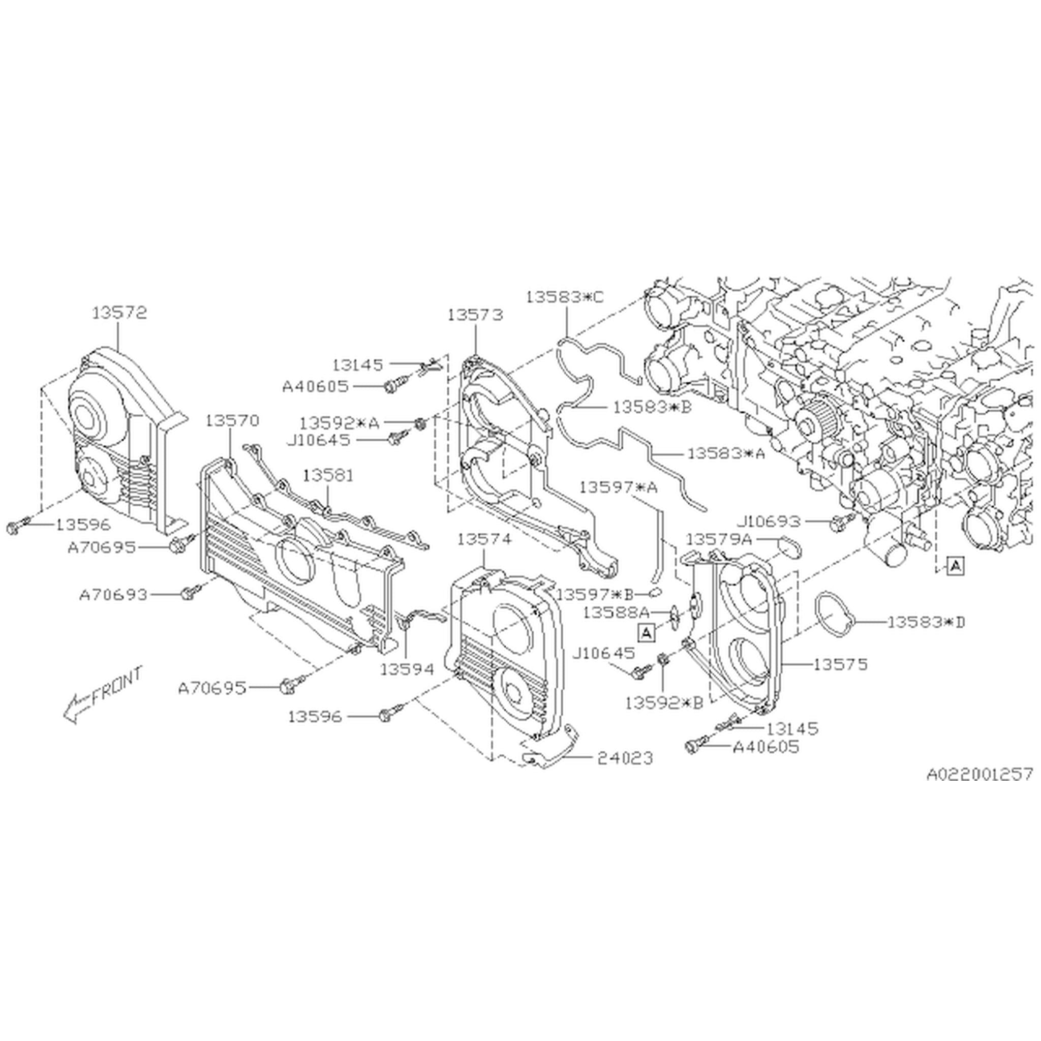 Subaru OEM Right Timing Cover Gasket - Center WRX 02-14 / STI 04-21 | 13583AA270
