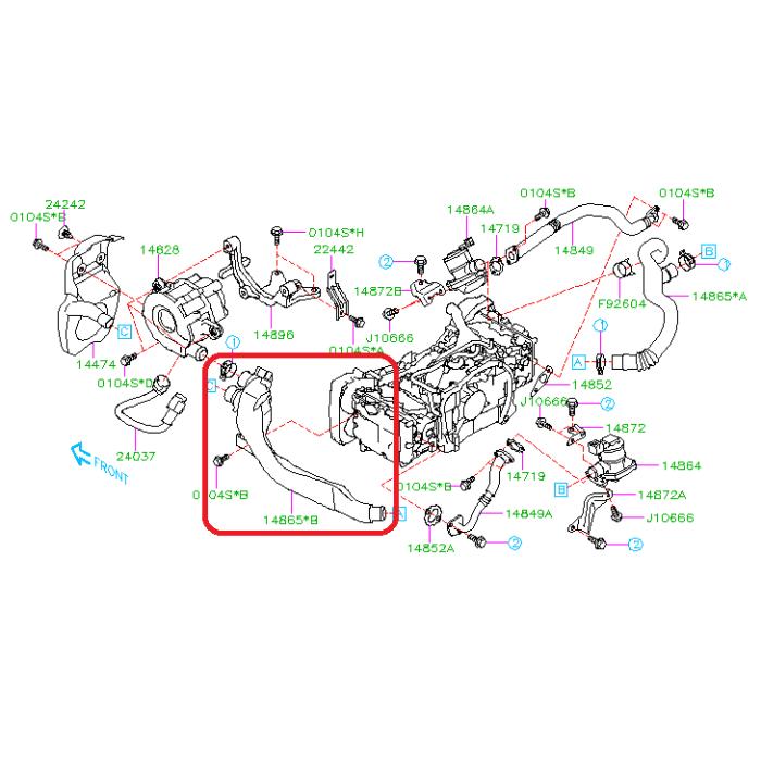Subaru OEM Secondary Air Injection Pump Hose 08-21 STI | 14865AA050