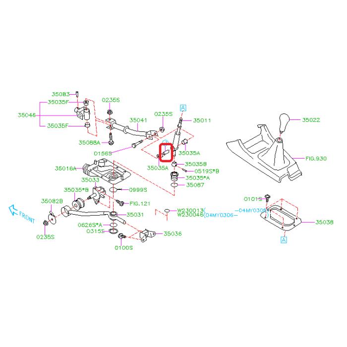 Subaru OEM Shift Lever Spacer 02-07 WRX / 08-21 STI | 35045AC040