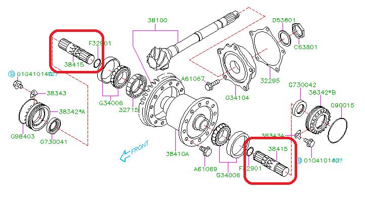 Subaru OEM Stub Axle Subaru STI 2004 | 38415AA110