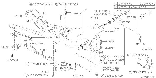 Subaru OEM Sway Bar - Front 04-06 STI | 20401FE200