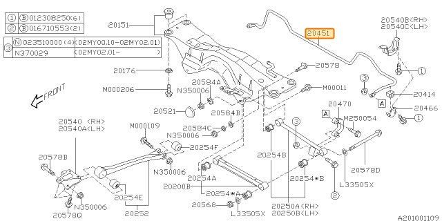 Subaru OEM Sway Bar - Rear 20mm WRX 2002-2003 | 20451FE000