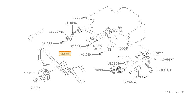 Subaru OEM Timing Belt | 13028AA231