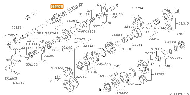 Subaru OEM Transmission Main Shaft | 32201AB170