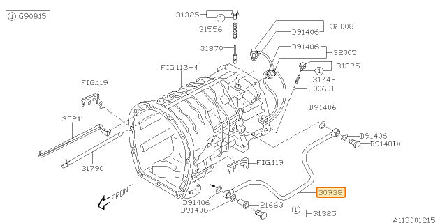 Subaru OEM Transmission Oil Line Legacy GT 2007 / STI 2004-2007 | 30938AA041