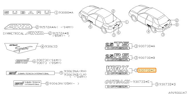 Subaru OEM Trunk Badge WRX 2002-2003 | 93073FE050