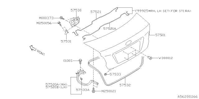 Subaru OEM Trunk Torsion Bar - Left Hand 15-21 WRX / STI | 57529VA011