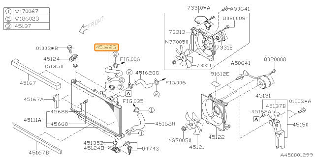 Subaru OEM Upper Radiator Hose Legacy 2009 / Outback 2005-2007 / 2009 | 45161AG03A