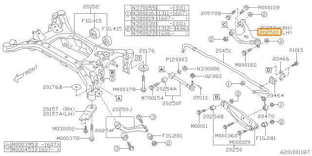 Subaru OEM Upper Rear Control Arm - Left | 20252FG011