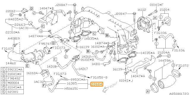 Subaru OEM Vacuum Hose | 22684AA161