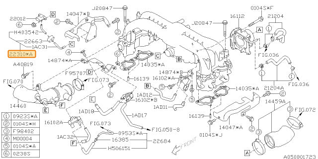 Subaru OEM Vacuum Hose Assembly | 22310AC270